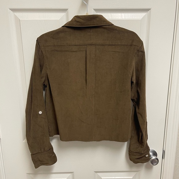 Emily Phillips Brown Corduroy Cropped Button Down - Picture 9 of 10